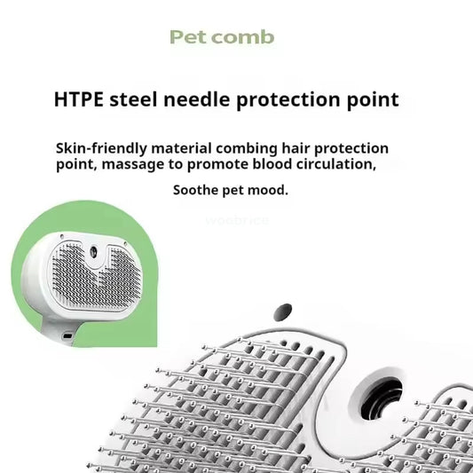 Cepillo de vapor para gatos y perros, herramienta eléctrica de vapor con función de vapor, accesorios para el cuidado de mascotas, removedor de pelo para gatos y perros.