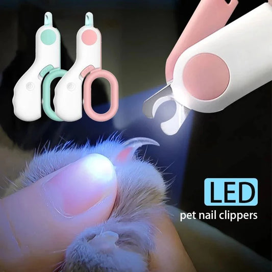 Cortauñas profesional con luz LED y cierre de seguridad, ideal para perros y gatos de todas las edades.