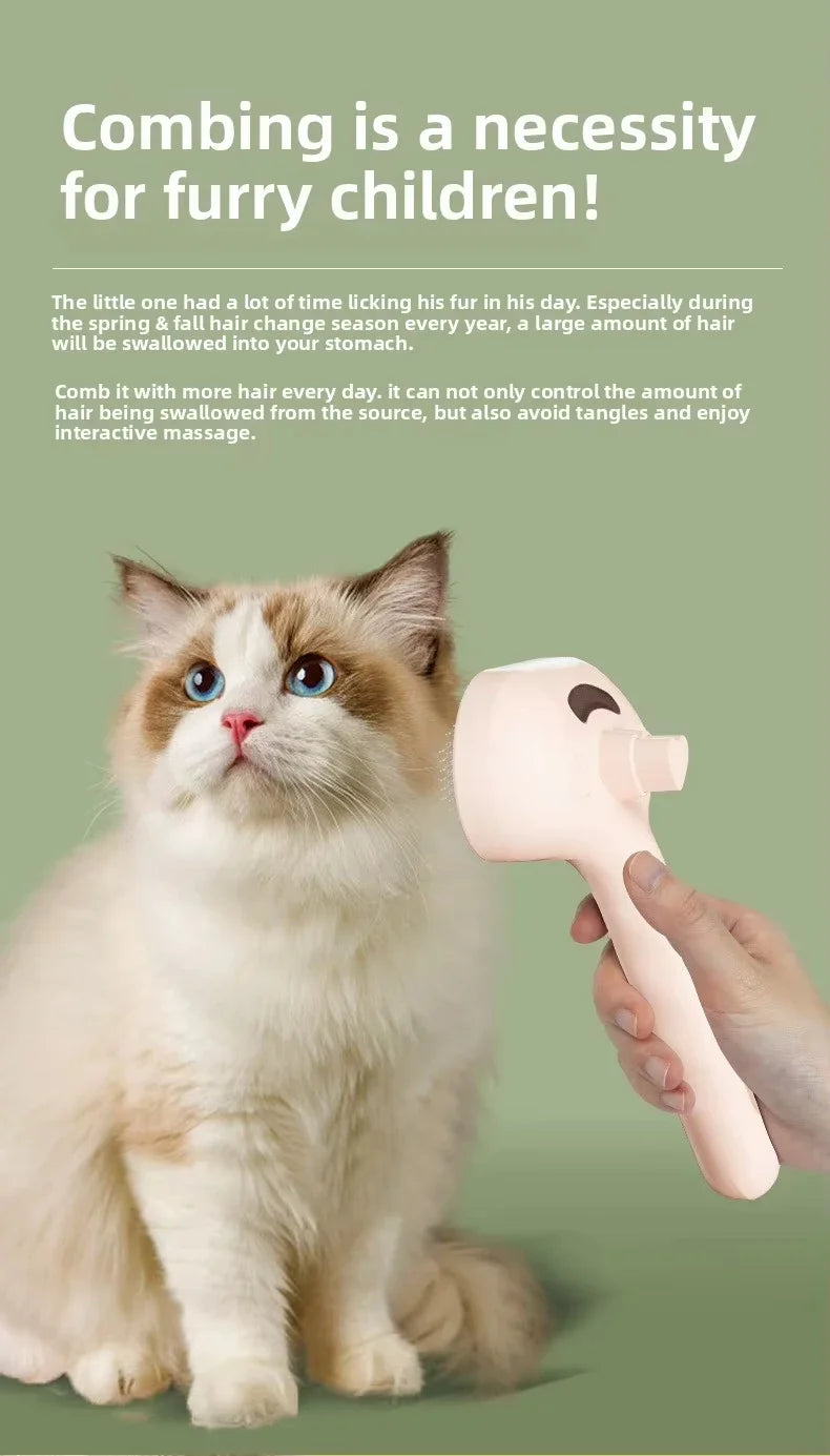 Cepillo de vapor para gatos y perros, herramienta eléctrica de vapor con función de vapor, accesorios para el cuidado de mascotas, removedor de pelo para gatos y perros.