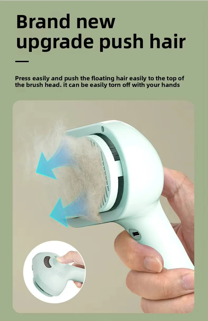 Cepillo de vapor para gatos y perros, herramienta eléctrica de vapor con función de vapor, accesorios para el cuidado de mascotas, removedor de pelo para gatos y perros.