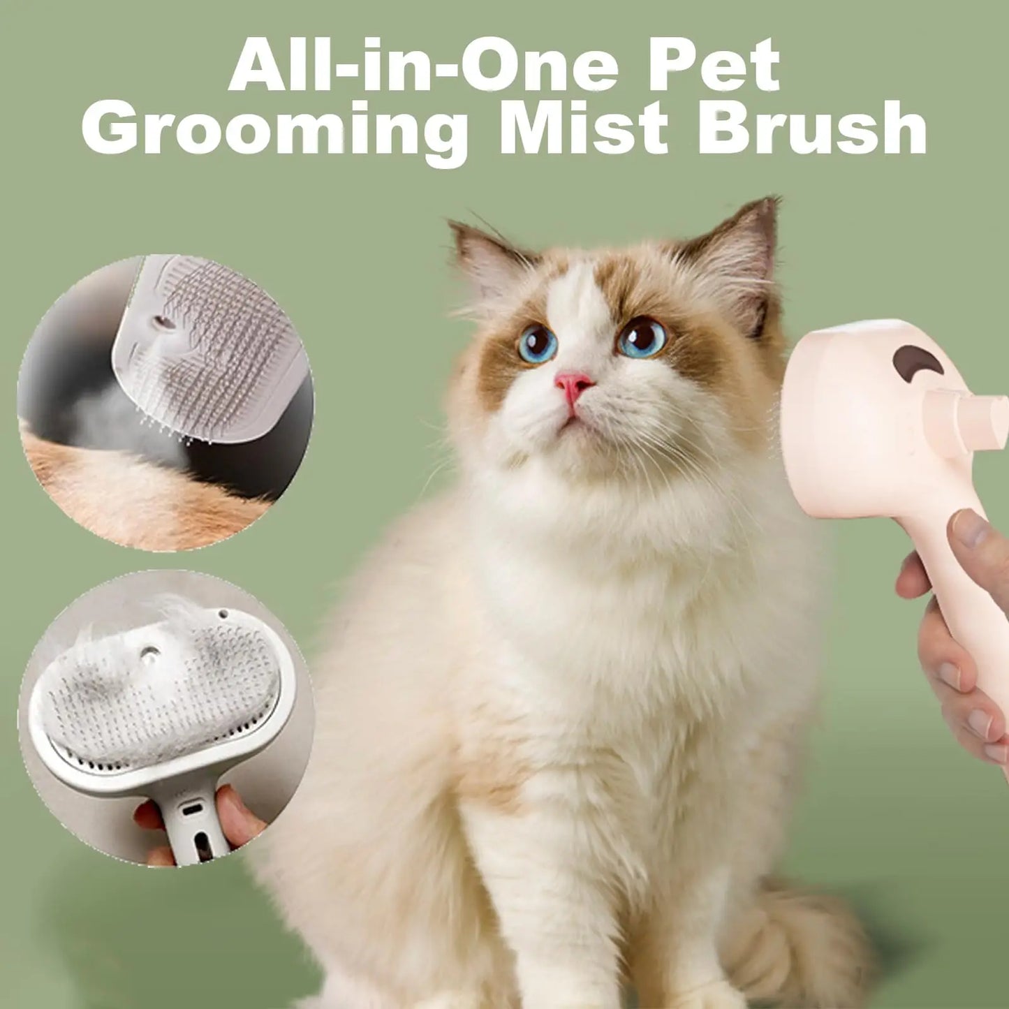 Cepillo de vapor para gatos y perros, herramienta eléctrica de vapor con función de vapor, accesorios para el cuidado de mascotas, removedor de pelo para gatos y perros.