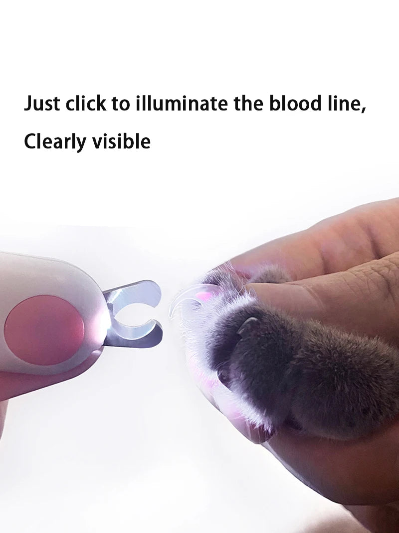 Cortauñas profesional con luz LED y cierre de seguridad, ideal para perros y gatos de todas las edades.